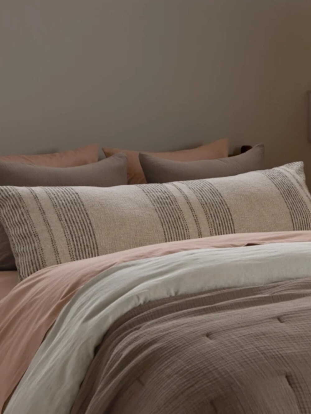 Parachute Taos Stripe Body Pillow Cover Natural With Soft Black